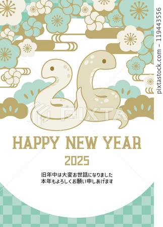 蛇年新年賀卡明信片模板 119443556