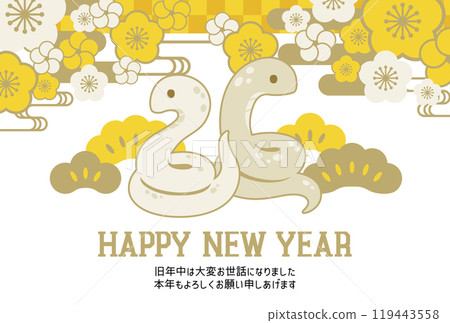 蛇年新年賀卡明信片模板 蛇年新年賀卡明信片模板 119443558