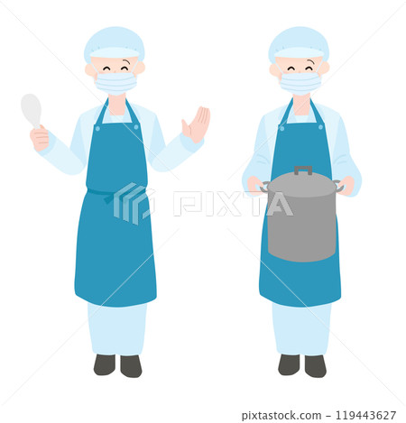 Lunch lady, food server, hand-drawn vector illustration 119443627