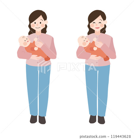 Mother holding a baby Hand-drawn vector illustration 119443628
