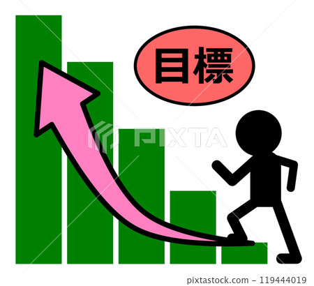 努力實現目標的人和不斷增長的圖表的插圖 努力實現目標的人和不斷增長的圖表的插圖 119444019