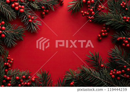 Christmas greeting card with bright winter holiday composition and New Year background 119444239