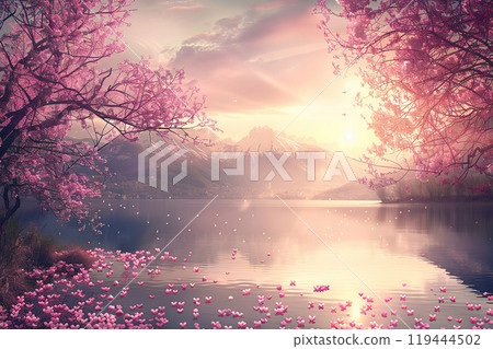 Beautiful greeting card with bright holiday composition for happy and joy celebrate valentines day 119444502