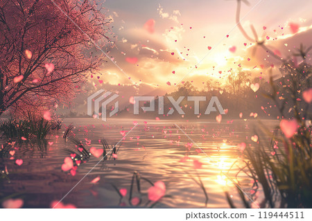 Beautiful greeting card with bright holiday composition for happy and joy celebrate valentines day Beautiful greeting card with bright holiday composition for happy and joy celebrate valentines day 119444511