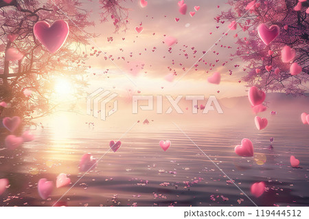 Beautiful greeting card with bright holiday composition for happy and joy celebrate valentines day Beautiful greeting card with bright holiday composition for happy and joy celebrate valentines day 119444512