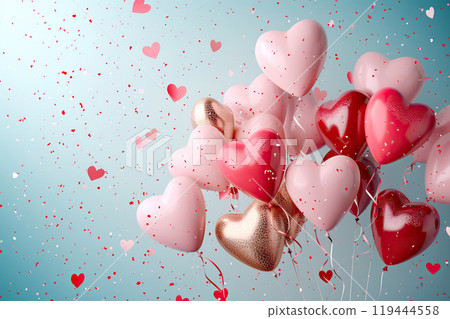 Beautiful greeting card with bright holiday composition for happy and joy celebrate valentines day 119444558