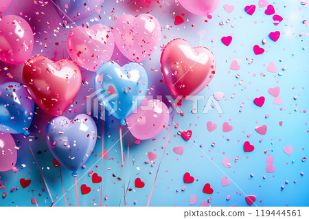 Beautiful greeting card with bright holiday composition for happy and joy celebrate valentines day 119444561