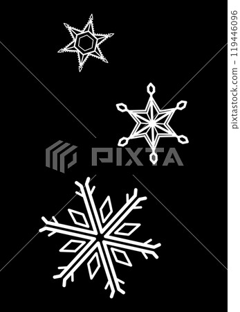 Illustration of a triple white snowflake 119446096