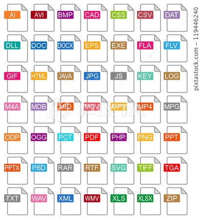 Icon set of various file formats Icon set of various file formats 119446240