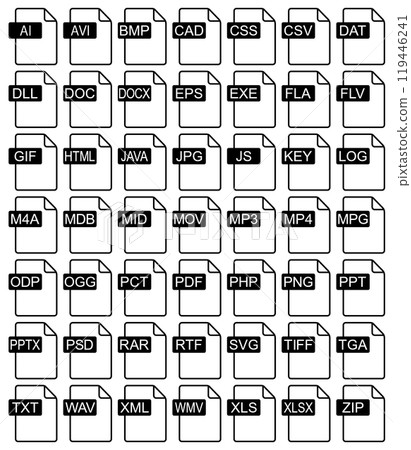 Icon set of various file formats Icon set of various file formats 119446241
