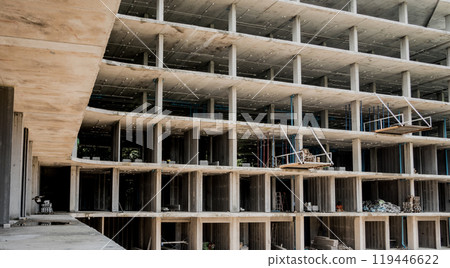 A new modern multi-storey residential building under construction 119446622