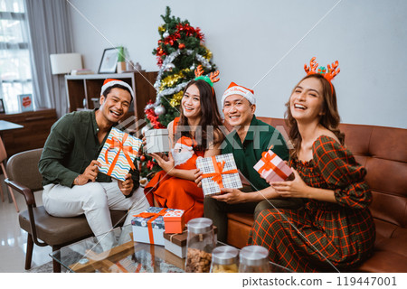 Enjoy a Cheerful Holiday Celebration Filled with Friends, Presents, and Joyful Moments 119447001