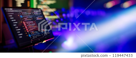 Abstract IT technology background. Software source code. Website programming code Abstract IT technology background. Software source code. Website programming code 119447433