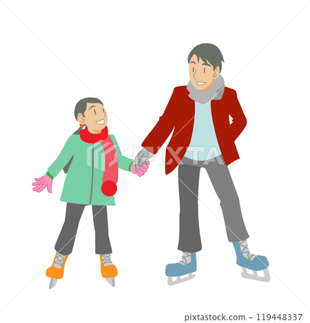 父母和孩子享受滑冰的樂趣 父母和孩子享受滑冰的樂趣 119448337