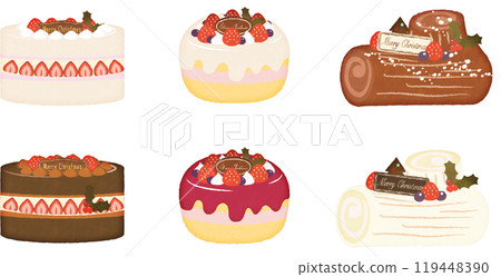 Christmas cake illustration set Christmas cake illustration set 119448390