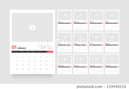 Monthly calendar for 2025 year. Starts on Sunday. 119448510