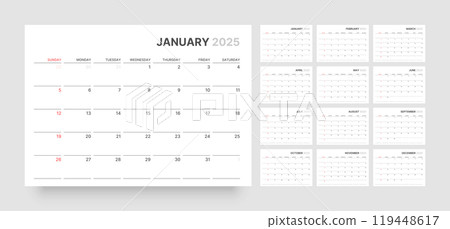 Monthly calendar for 2025 year. Starts on Sunday. Monthly calendar for 2025 year. Starts on Sunday. 119448617