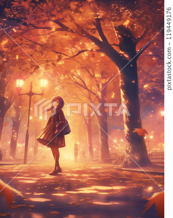 秋天的落葉女孩 119449176