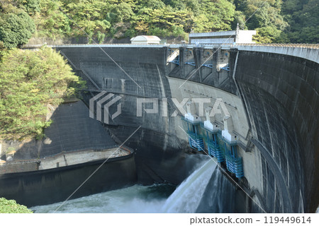Gentle release from Amagase Dam (Uji City, Kyoto Prefecture) Gentle release from Amagase Dam (Uji City, Kyoto Prefecture) 119449614