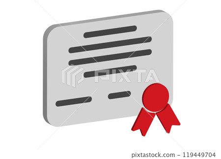3d diploma or certificate badge. Three-dimensional pictogram for websites, applications and digital design 119449704