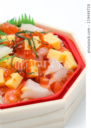 Seafood, Sashimi, Topping, Fish and shellfish, Seafood bowl, Japanese food, Cooking, Rice bowl, Sushi, Tuna, Salmon Seafood, Sashimi, Topping, Fish and shellfish, Seafood bowl, Japanese food, Cooking, Rice bowl, Sushi, Tuna, Salmon 119449729