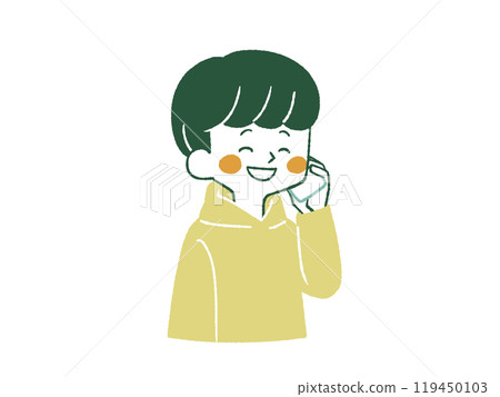 一個男人打電話給智慧型手機 - 4 種顏色 一個男人打電話給智慧型手機 - 4 種顏色 119450103