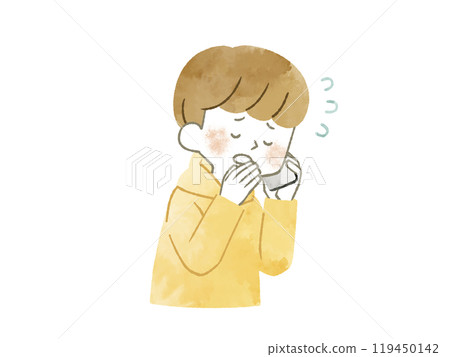 A man apologizing on the phone - watercolor A man apologizing on the phone - watercolor 119450142