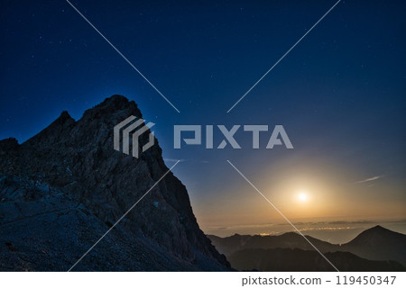 Mount Kasumigatake and the Moon 119450347