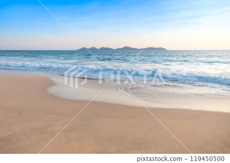 Beautiful wide angle sea beach in the evening bright beautiful nature for background and banner Beautiful wide angle sea beach in the evening bright beautiful nature for background and banner 119450500