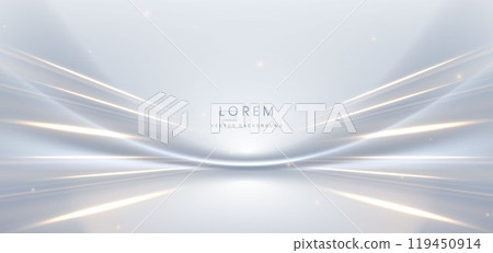 Abstract white cuve ray on grey background. with lighting effect sparkle. 119450914