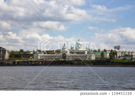 Panorama of the Kazan Kremlin, Russia. The panorama shows in Kremlin: Presidential Palace, Soyembika Tower, Annunciation Cathedral, Qolsharif Mosque; outside Kremlin 119451150
