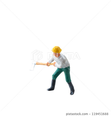 Miniature construction worker isolate on white background with clipping path Miniature construction worker isolate on white background with clipping path 119451688