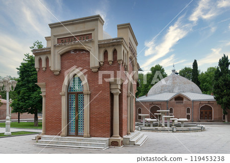 Exploring the Javad Khan Mausoleum With the Juma Mosque in Ganja, Azerbaijan on a Clear Day Exploring the Javad Khan Mausoleum With the Juma Mosque in Ganja, Azerbaijan on a Clear Day 119453238