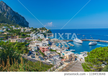 Beautiful cityscape on the island of Capri with the Blue Grotto in Italy Beautiful cityscape on the island of Capri with the Blue Grotto in Italy 119453648