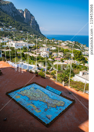 Beautiful cityscape on the island of Capri with the Blue Grotto in Italy 119453666
