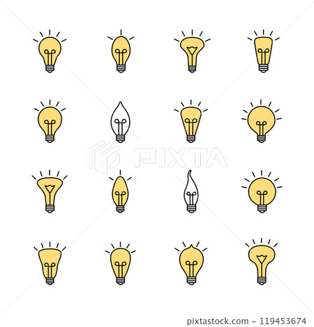 Set of bulb icons, vector illustration Set of bulb icons, vector illustration 119453674