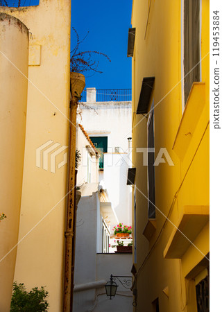 Beautiful view of Capri island with sunset in Italy 119453884