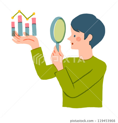 一個人用放大鏡分析資料的插圖 119453908