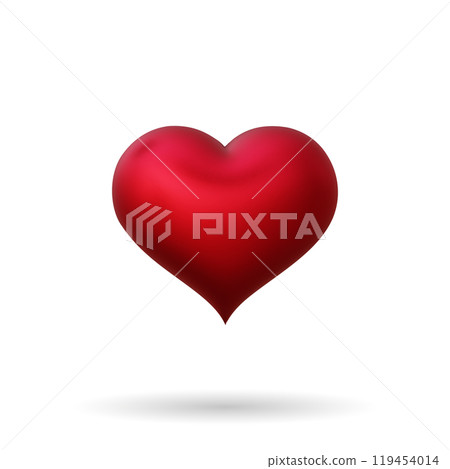 Hearts suit playing card 3d. Vector illustration. Poker playing card. Symbols for casino, apps and websites or game design 119454014