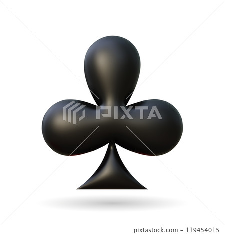 Club suit playing card 3d. Vector illustration. Poker playing card. Symbols for casino, apps and websites or game design 119454015