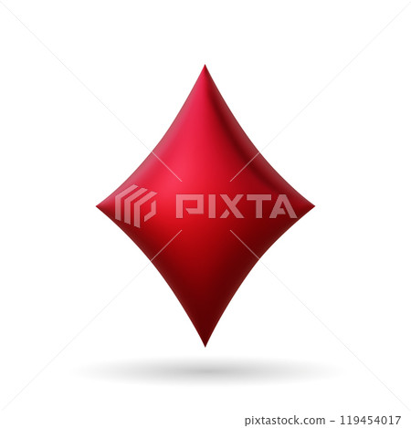Diamond suit playing card 3d. Vector illustration. Poker playing card. Symbols for casino, apps and websites or game design 119454017