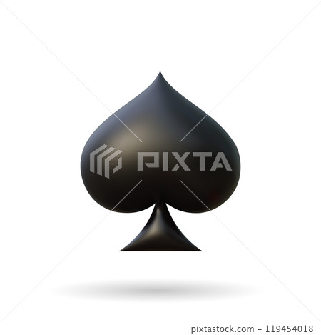 Spades Suit 3d. Vector illustration. Poker playing card. Symbols for casino, apps and websites or game design Spades Suit 3d. Vector illustration. Poker playing card. Symbols for casino, apps and websites or game design 119454018