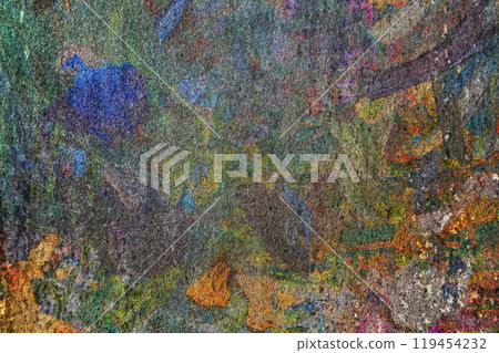Dirty color paint on a metal surface. Banner of the grunge color paint. 119454232