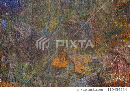 Dirty color paint on a metal surface. Banner of the grunge color paint. 119454234