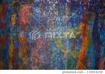 Dirty color paint on a metal surface. Banner of the grunge color paint. 119454240
