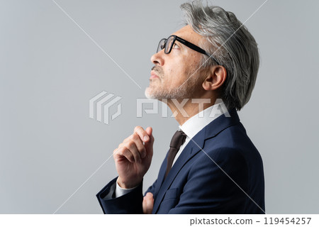 Businessman, gray hair, thinking, profile 119454257