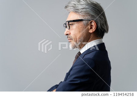 Businessman, gray hair, thinking, profile 119454258