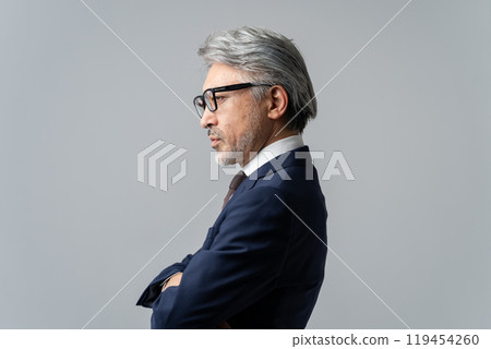 Businessman, gray hair, thinking, profile Businessman, gray hair, thinking, profile 119454260