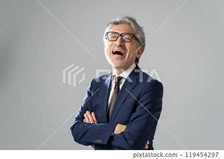 Businessman, gray hair, hilarious 119454297