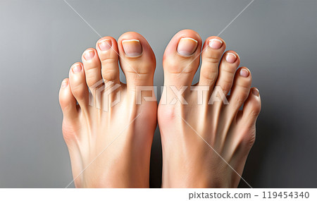 從正上方觀察兩個腳趾的假想影像 從正上方觀察兩個腳趾的假想影像 119454340